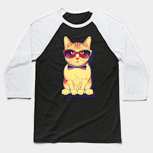 Cat in Glasses Baseball T-Shirt